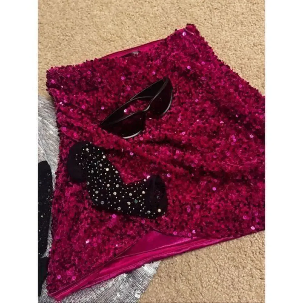 Sequin pink mini skirt